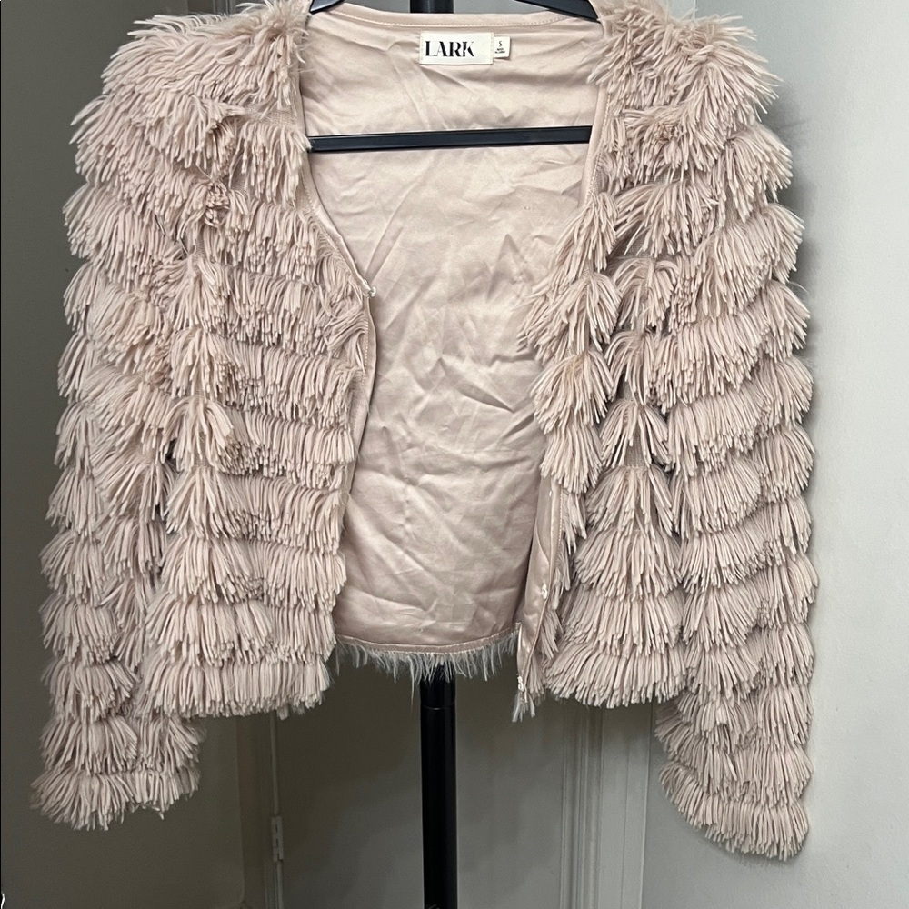 Nordstrom Lark Women's Tan Teddy Fringe Jacket - Picture 4 of 6